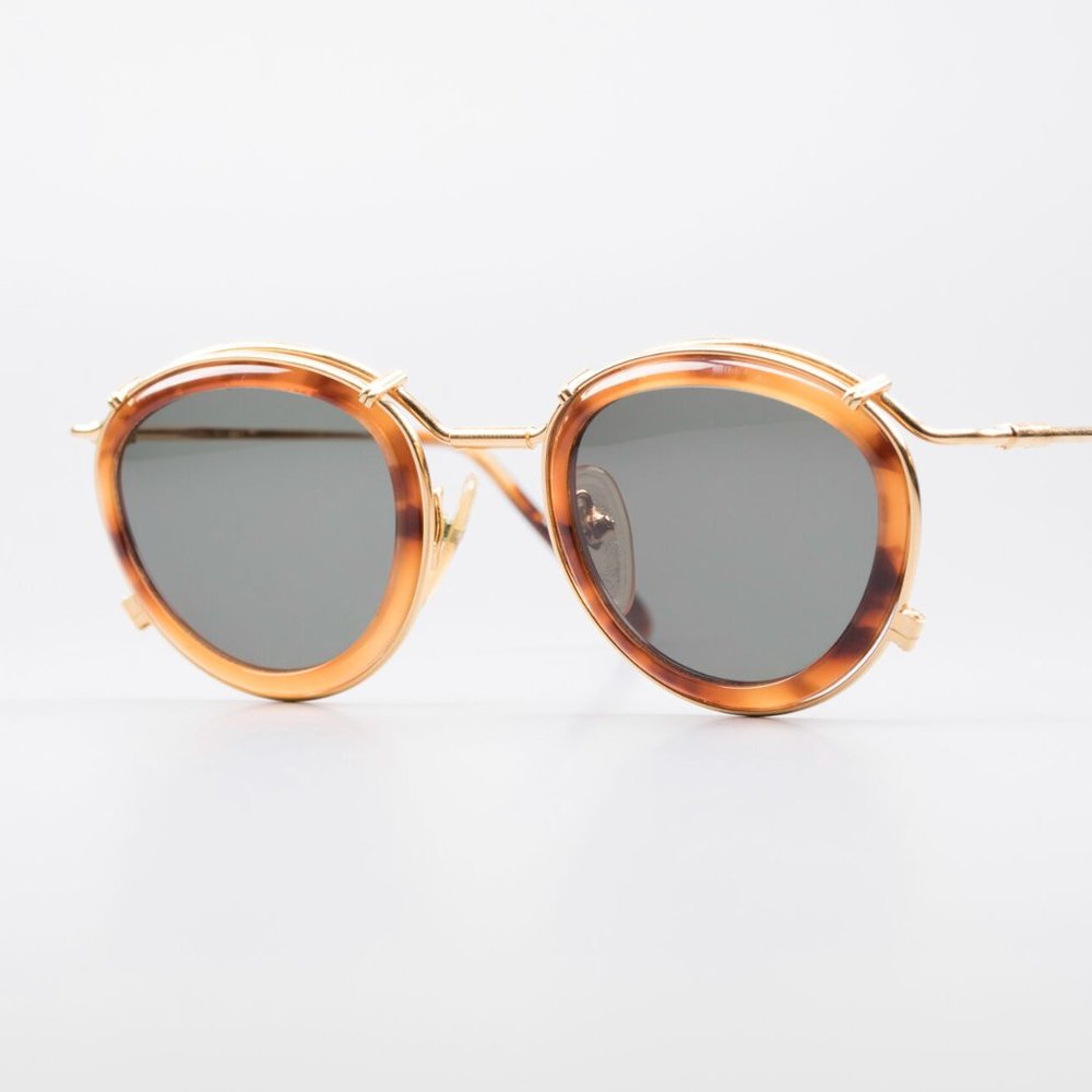 Jean Paul Gaultier 56-2271 sunglass.GOLD-PLATED metal frame with tortoise plasti